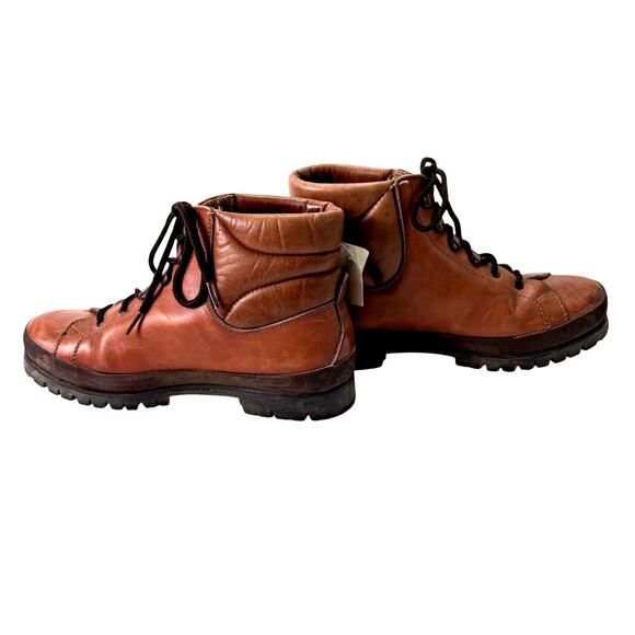 VTG Italian Hiking Boots Mens sz 41 US 8 Brown Leather Vibram Soles Bama Combat - Picture 3 of 8